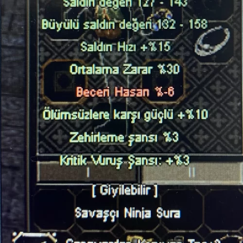  +9 DOLUNAY KILICI 30 ORT 10 ÖLÜMSÜZ